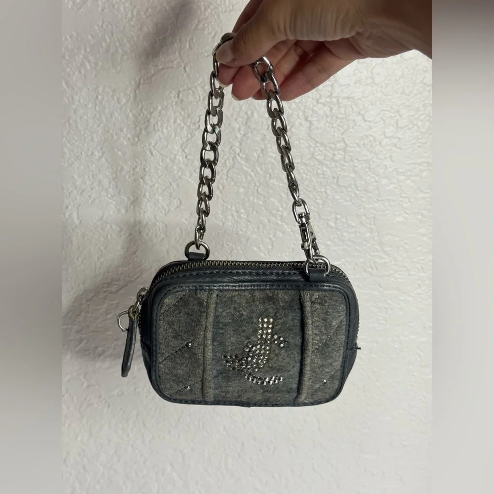 Juicy Couture Y2K Terry Velour Wristlet Rhinestone Retired Gary Purse Pouch Rare